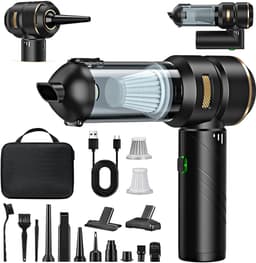 Namajunas - 4-in-1 Auto Stofzuiger - Kruimeldief - Mini Bladblazer - Zuigen & Blazen - Oplaadbaar - 15 Opzetstukken - Handstofzuiger - Airduster - Kleine Stofzuiger - Draadloze stofzuiger - Air Duster - Nat & Droog - Zwart — thumbnail 1