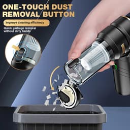 Namajunas - 4-in-1 Auto Stofzuiger - Kruimeldief - Mini Bladblazer - Zuigen & Blazen - Oplaadbaar - 15 Opzetstukken - Handstofzuiger - Airduster - Kleine Stofzuiger - Draadloze stofzuiger - Air Duster - Nat & Droog - Zwart — thumbnail 2