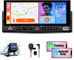 Hexinex 1DIN Autoradio - 6.86 inch scherm - met Draadloze Carplay & Android Auto - BT 5.2 - USB/USB-C + Achteruitrijcamera + Externe microfoon — thumbnail 1