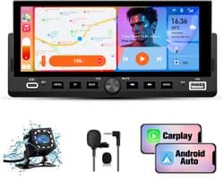 Hexinex 1DIN Autoradio - 6.86 inch scherm - met Draadloze Carplay & Android Auto - BT 5.2 - USB/USB-C + Achteruitrijcamera + Externe microfoon