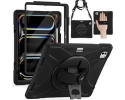 Robuuste iPad Pro 13 inch (2024/2025) Beschermhoes met Ingebouwde Screenprotector, Standaard en Schouderriem