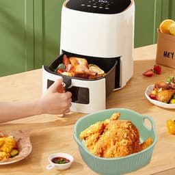 Keramische ovenschaal, 650 ml, vierkante bakvorm, 7 inch ovenvorm, keramische bakvorm met handvatten voor lasagne, vlees, groenten, voor airfryer, oven, magnetron (groen) — thumbnail 3
