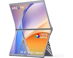 Draagbare Dubbele Monitor - Laptop Uitbreiding - Productief Werken - 100% sRGB Resolutie - 156 Inch Scherm - Ruimte Grijs