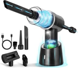 Sander Shop Draadloze Handstofzuiger, 3-in-1 Elektrische Persluchtstofzuiger, Oplaadbare Mini-stofzuiger, Stofzuiger Voor Huisdierenhaar en Autoreiniging (Zilver Zwart) — thumbnail 1