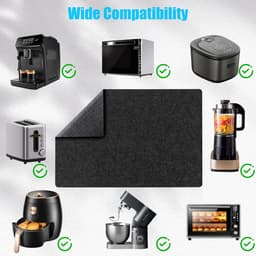 2 stuks - Hittebestendige matten - rechthoekig antislipvilt - siliconen aanrechtbeschermer - voor airfryer, koffiezetapparaat, broodrooster - 44×30cm - zwart — thumbnail 2