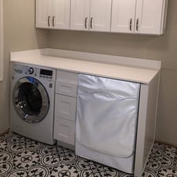 Wasmachine hoes - Wasmachine Beschermer - Verstelbare - Oxford-stof - Frontlaadwasmachine - Geschikt voor de meeste wasmachines en drogers met een opening aan de voorzijde - 65x60x85 cm - Zilver — thumbnail 3