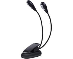LED muziekstandaard met clip 2 flexibele armen oplaadbaar 8 lichten leeslamp oogverzorging