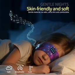 Sterrenhemel Draadloze Slaapkoptelefoon – Bluetooth Hoofdband voor Zijslapers – Ruisonderdrukking – Ultradun Ontwerp — thumbnail 5