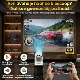 Cahaya Nova - Mini Beamer - 4K ondersteuning - mini projector - draagbare beamer - projector / beamer - Geïntegreerd Android 14.0 systeem - Screen mirroring smartphone - Home cinema — thumbnail 2