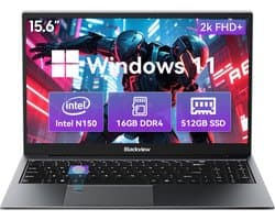 Blackview AceBook 8 Laptop - 15,6 inch FHD+ - Intel N150 - 16 GB RAM 512 GB SSD - Intel Graphics - QWERTY - Windows 11 Grijs