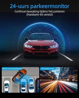 SNJY® Dashcam voor Auto - Auto Camera - Dashcam Voor en Achter Draadloos - 4K+1080P - 64 GB - 170°+140° Groot Gezichtsveld - Zwart — thumbnail 2