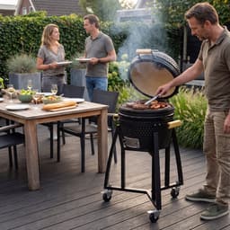 KitchenBrothers Kamado BBQ Onderstel - Voor 41⌀ cm - Geschikt voor 16 inch KitchenBrothers Kamado - 102 cm Hoogte - Met Wielen en Rem - Zwart — thumbnail 4
