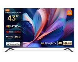 Xiaomi TV A Pro 2026 43 inch | 4K QLED Google TV | HDR10+ & Filmmaker Mode | 120Hz gaming | Dolby Audio & DTS-X | 94% DCI-P3 | AirPlay, Google Cast & Miracast | Google Assistant