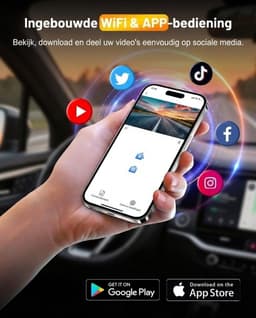 SNJY® Dashcam voor Auto - Auto Camera - Dashcam Voor en Achter Draadloos - 4 K - 64 GB - Zwart — thumbnail 3