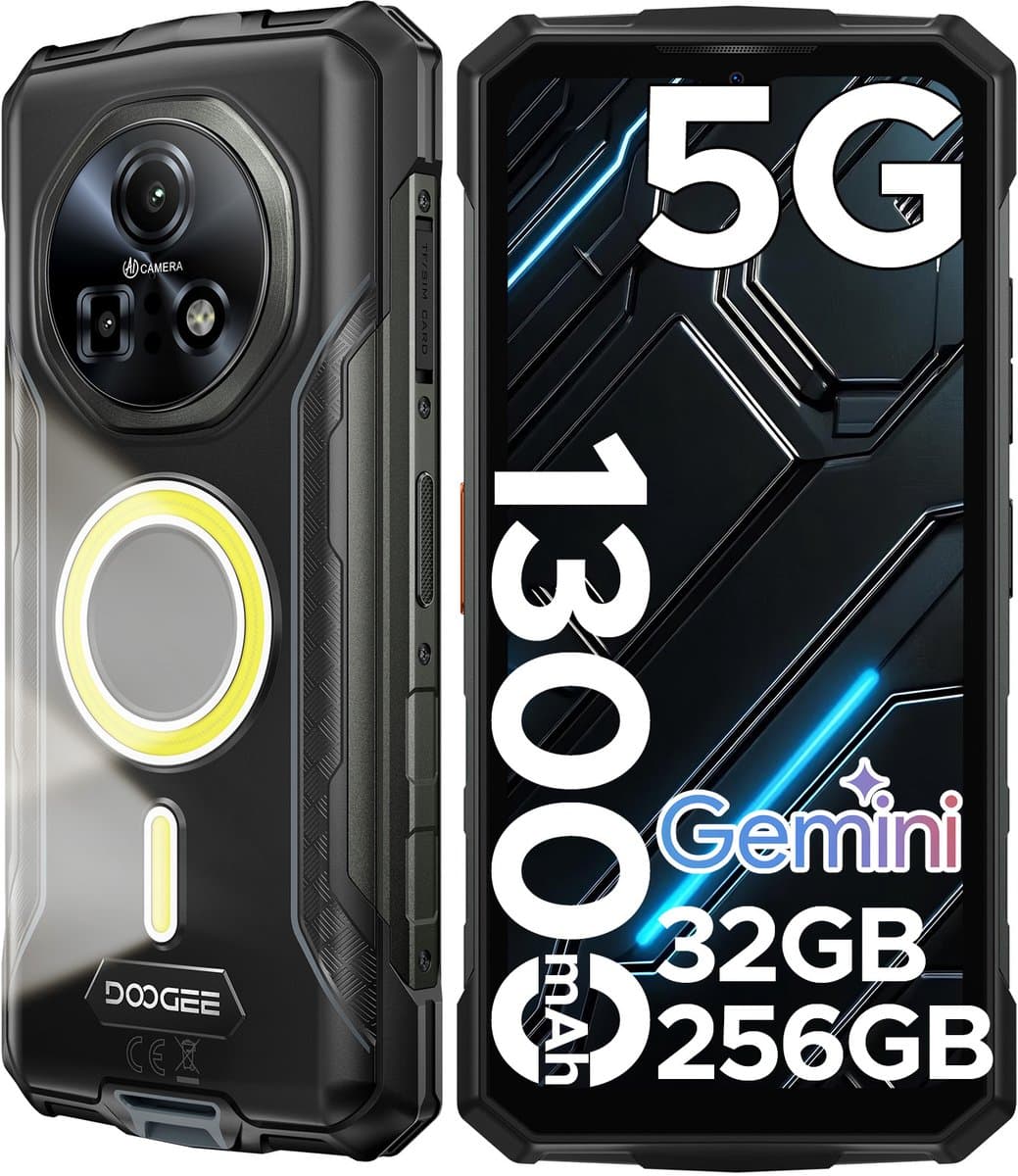 DOOGEE Fire 7 Pro 5G - Robuuste smartphone - 32GB RAM + 256GB ROM / 2TB(TF) - 13000mAh/33W - 6.6 Inth HD+IPS 90Hz - 13000mAh/33W - POC Intercom Functie - Dual Camping Lights - 64MP+20MP Nachtzicht - IP68 - Face ID - OTG - NFC - Zilver — afbeelding 1