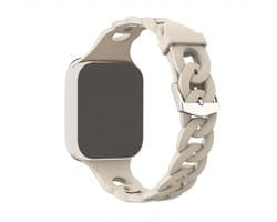 Sterrenlicht kleur horlogebandje voor smartwatch dames en heren met ultra dun schakel design van silicone en vaste sluiting, Geschikt voor Apple Watch 38 mm / 40 mm / 41 mm / 42 mm (serie 10 / 11)