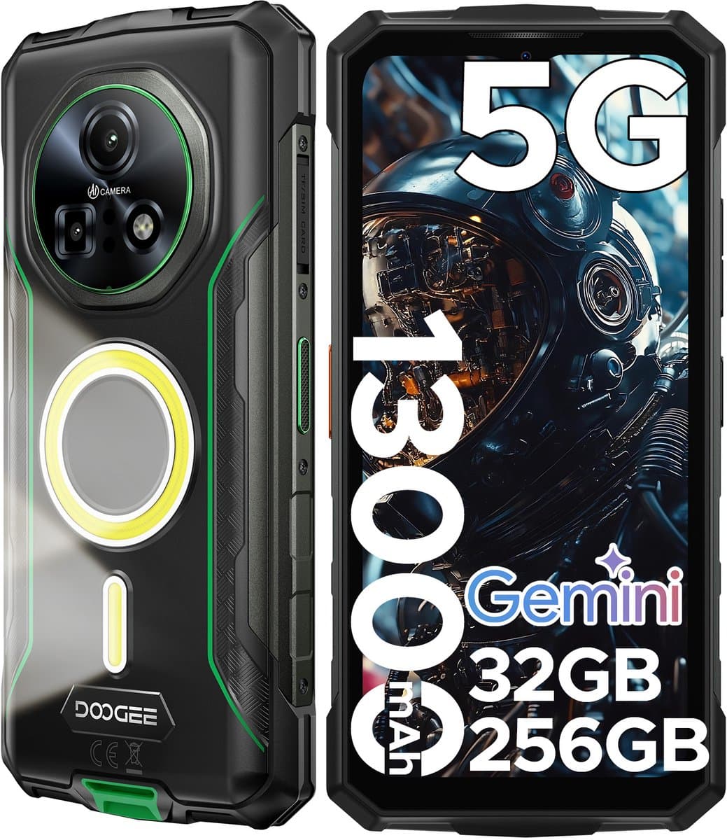 DOOGEE Fire 7 Pro 5G - Robuuste smartphone - 32GB RAM + 256GB ROM / 2TB(TF) - 13000mAh/33W - 6.6 Inth HD+IPS 90Hz - 13000mAh/33W - POC Intercom Functie - Dual Camping Lights - 64MP+20MP Nachtzicht - IP68 - Face ID - OTG - NFC - Groen — afbeelding 1
