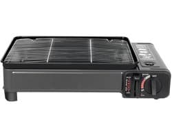 Deliqa gas BBQ - draagbare bbq op gas - gasbqq - camping kookgrill - buitencamping bbq - zwart - met accessoires -