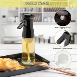 Spuitfles - Kookspuit - 200 ml - Glazen oliedispenser - Navulbaar - Waterspuit voor keukens, airfryers, salades, bakken, zwart — thumbnail 5