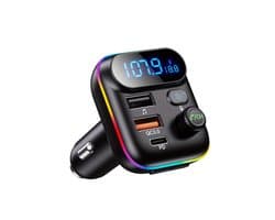Auto-adapter, draadloze FM-radiozender, Wireless 5.0, MP3-muziekspeler, QC3.0 + PD 20W USB-autolader, 7-kleurige LED.