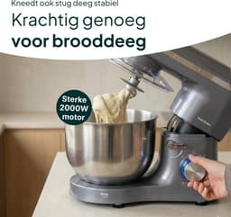 Keukenmachine - Keukenrobot mixer - Grote bereidingen - Krachtige 2000W motor - 387 x 238 cm - Grijs — thumbnail 1