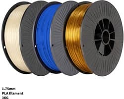 PLA+ 3KG Voordeelpakket 3D Printer Filament 1.75 mm - Goud, Glow in the Dark, Blauw - Hoge Kwaliteit en Duurzaam - Compatibel met Creality, Bambu Lab, Esun en Meer - Perfect voor Prototypes, Modellen en Accessoires - Professioneel en Thuisgebruik