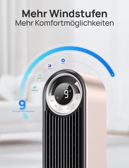 Stille Torenventilator met Koeling | WiFi, Oscillerend, Afstandsbediening, 9 Snelheden, 4 Modus, 12 Uur Timer, Stemcontrole — thumbnail 1