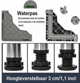 Wasmachine Onderstel Verstelbaar - Koelkast/Droger Stand - 45-65 cm - Verhoogd Onderstel Voor Vriezer & Wasmachine - 10/15/20/25 cm Elevatie - Stevig & Duurzaam — thumbnail 5