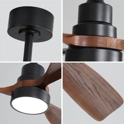 Plafondventilator 122 cm hout - 3 massief houten bladen - omkeerbare DC-motor - afstandsbediening - woonkamer — thumbnail 3