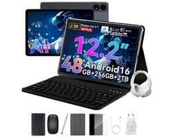 TABWEE T60 - Tablet - 48GB RAM - 256GB ROM - met over-Ear hoofdtelefoon - Android 16 - 11 inch - 8000mAh - WIFI Tablet - OTG - Grijs