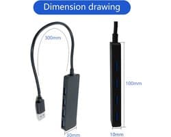 USB 3.0-hub - 4-poorts snelle USB-adapter - compacte USB-verlengkabel voor laptops - desktops - externe harde schijven en meerdere pc-poorten.