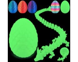 Realistische 3D Geprinte Draak van 30 cm met Krakend Ei en Bewegelijke Ledematen