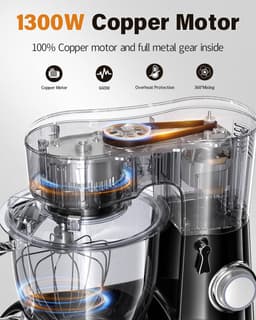 Krachtige Keukenmachine met Grote Mengkom van 6,5L - 10 Snelheden — thumbnail 2