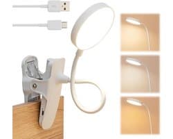 Oplaadbare Leeslamp met Clip en Flexibele Hals voor in Bed of Onderweg