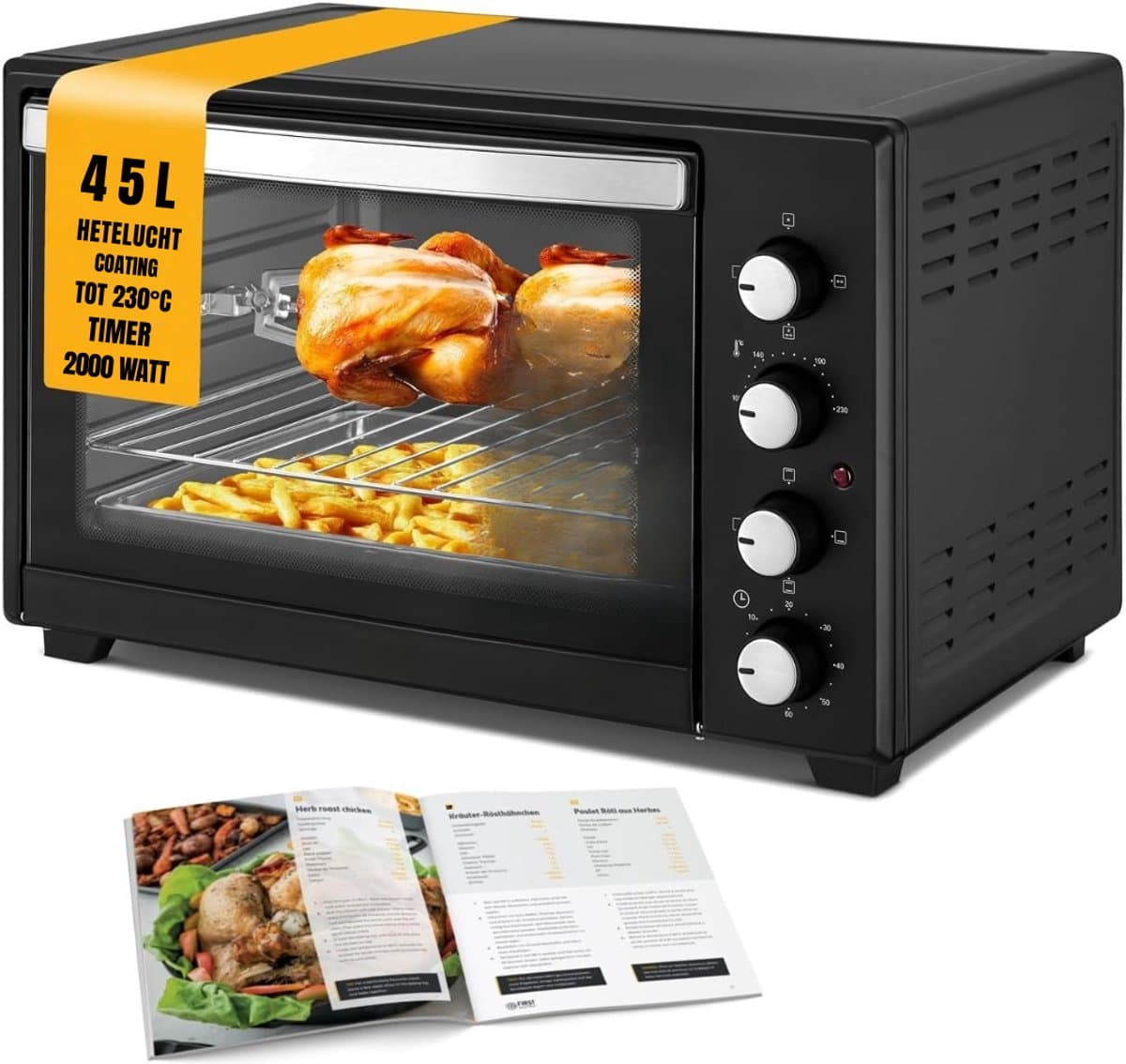 Aurixi® Heteluchtoven - Oven - Airfryer Oven - Zwart- ‎56cm x 41cm x 35cm — afbeelding 1