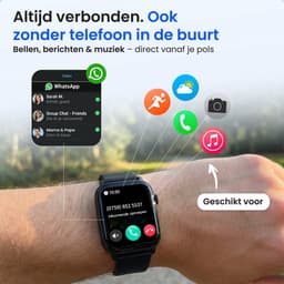 Siltcon® Smartwatch Heren Pro - Smartwatch Dames Pro - Sporthorloge Dames & Heren - Stappenteller Horloge - Hartslagmeter – Bloeddrukmeter - Slaapmonitor - Saturatiemeter – Belfunctie - Elke Smartphone - RVS - Elke pols - Incl. 4 Bandjes — thumbnail 3