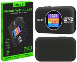 DNXT 4G LTE WiFi Router met Simkaart – Draagbare MiFi Hotspot – Mobiel Internet Router – WiFi 6 – 300 Mbps – Draadloze Simkaart Router voor Thuis, Reizen, Camper, Studenten, Backup Internet-Zwart