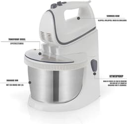 Core® Mixer met Mengkom - Keukenmachine - Keukenrobot - Inclusief Accessoires - Antraciet - Wit- 25cm x 32cm x 25cm — thumbnail 2