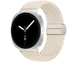Stravo Magnetisch gevlochten nylon bandje Geschikt voor Samsung Galaxy Watch 8 (40/44mm) / 8 Classic (46mm) - Starlight - erstelbaar elastisch gevlochten horlogebandje voor Samsung smartwatch