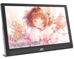 Kenowa 13,3 inch USB-C draagbare FHD 1366 x 768 scherm LCD externe monitor Type-C/HDMI aansluiting voor PS3, PS4, Mac, Raspberry Pi B, Computer, Laptop