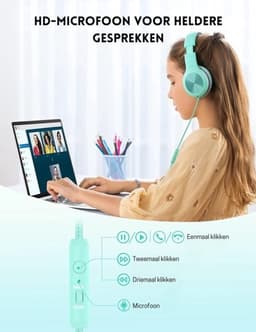 StayPowered Kinderheadset - De Ultieme Veilige en Comfortabele Hoofdtelefoon voor Kinderen - Hoge Audio Kwualiteit - Ingebouwde Volumeregelaar - Verstelbare en Opvouwbaar Ontwerp - Compact Ontwerp - Zeegroen/Blauw - Levering Sneller dan Aangegeven — thumbnail 2