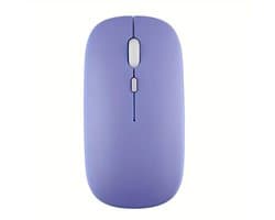 Draadloze Muis – 11×5.8 cm – Oplaadbaar & Rechtshandig – Stil Scrollwiel – Compatibel met Laptop, Tablet & iPad – Paars