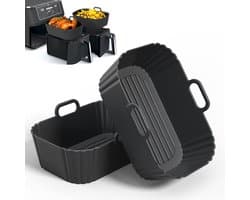2 stuks - Airfryer-trays - Siliconen Airfryer-voeringen - Herbruikbare voeringen - Airfryer-manden - Zwart