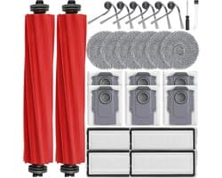 26 stuks accessoires geschikt voor Roborock QV 35A/QV 35S robotstofzuiger, 2 hoofdborstels, 6 stofzakken, 6 dweilpads, 4 HEPA-filters, 6 zijborstels, 1 reinigingsborstel, 1 schroevendraaier