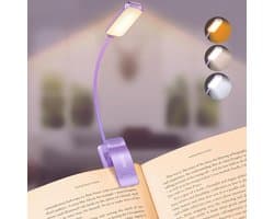 LED Clip op Boek Licht met Flexibele Hals en Oogbeschermende Verlichting - Oplaadbaar en Dimbaar