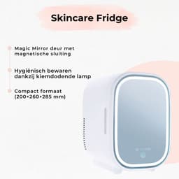 FreshGlow Skincare Fridge - Mini Koelkast - Make-up Koelkast - Mini fridge - Met Spiegel en Verlichting - 8L - Wit — thumbnail 5