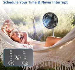 Opvouwbare Oscillerende Staande Ventilator - 10000 mAh Batterij, 8 Inch USB Ventilator voor Buiten, Camping en Reizen — thumbnail 5