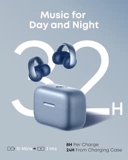 soundcore AeroClip by Anker - Oordopjes met open oor - Clip-on hoofdtelefoon - Adaptief comfort - Heldere gesprekken met 4 microfoons en AI - Stabiele pasvorm - 12mm drivers voor helder geluid - Blauw — thumbnail 4