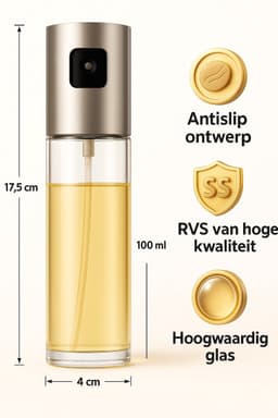 Darenci Oliesprayer RVS – 100ml Olieverstuiver & Oliespuit – Olijfolie Spray voor Koken, BBQ, Airfryer, Salades – Navulbare Oliespray Fles – Inclusief Trechter & Schoonmaakborstel — thumbnail 3