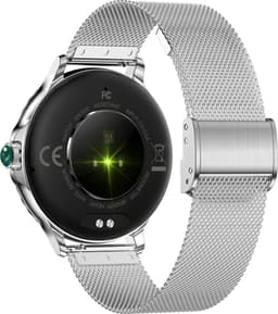 Knobbout Luxe Smartwatch voor Dames – Met Sprankelende Kristallen-1.3" IPS HD Touchscreen – Bluetooth 5.2 Bellen – Hartslag & Bloeddrukmeting – IP68 Waterdicht – Zilverkleurige Roestvrijsta — thumbnail 3